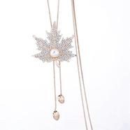 Lovely Maple Leaf Long Beaded Chain Tassel Pendant Necklace For Women
