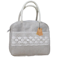 Lunch Carry Bag Jute Cotton Fabric Natural 10x9x5.5 Inch - 33265 icon