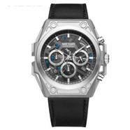 MEGIR Stainless Steel Case And Black Leather Strap Watch for Men - 4220G 