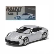 MINI GT 1:64 Die Cast # 303 – Porsche 911 (992) Carrera 4S GT Silver Metallic