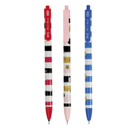 M And G Dots And Stripes Retractable Semi-Gel Pen 0.5mm Blue 3pec