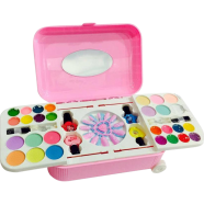 Makeup and Nail Art Toy Set for Girls Hello Kitty and Frozen Toy Trolley System Real Makeup Safe and Non toxic-pink