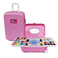 Makeup and Nail Art Toy Set for Girls Hello Kitty and Frozen Toy Trolley System Real Makeup Safe and Non toxic-pink