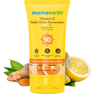 Mamaearth Vitamin C Daily Glow Sunscreen | Broad Spectrum SPF 50 and PA Plus Plus Plus -50gm