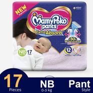 MamyPoko Pants Premium Extra Absorb Pant System Baby Diaper (Newborn Size) (0-5Kg) (17Pcs)