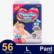 MamyPoko Pants Premium Extra Absorb Pant System Baby Diaper (L Size) (9-14Kg) (56Pcs)