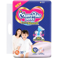 MamyPoko Pants Premium Extra Absorb Pant System Baby Diaper (XL Size) (12-17Kg) (30Pcs)