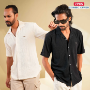 Manfare Premium Cuban Collar Half Shirt for Men 2 Pcs Combo