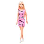 Mattel Barbie Doll Blonde Hair Pink Dress White Shoe T7439