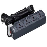 Maxline ML-2024 Multiplug 4 Port Fire Proof Plastic Body Extention Socket Black Colour 5 Meter Cable