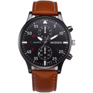 Men's Leather Military Alloy Analog Quartz Wrist Watch image