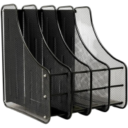 Mesh Magazine Holder 4 Slots File Rack Tray -Black