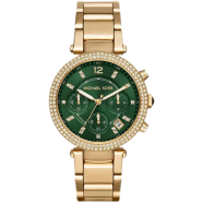 Michael Kors MK6263 Women's Parker Gold Tone Chronograph Green Dial Watch
