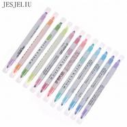Milk Linerr Pens Set Dual Side Bold Fine Tip Protect Eyes Mild Color Highlighter Marker Drawing Office School - 12 Pcs