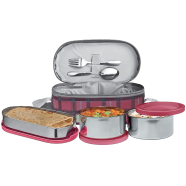 Milton Corporate Lunch 3 Stainless Steel Lunch Box - Pink Bag