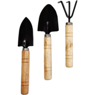 Mini Garden Shovel Rake Spade Arrangements Bonsai Tools Wooden Handle Set for Flower Pot Plants - 3 Pieces icon