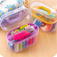 Mini Sewing Kit Accessories Storage Organizer Box Plastic Thread Threader Needle Scissor Travel Box Sewing Tools-1box icon