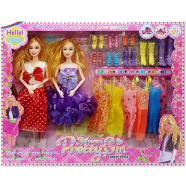 Modern Pretty Girls And Stylish Double Barbie Doll, Wonderful Toy With Dressand Accessories For kids And Girls (doll_double_dressandshoe) Multicolor - 157224683