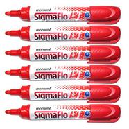 Monami Sigmaflo White Board Marker Round Tip 6Pcs - Red Ink
