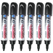 Monami Sigmaflo White Board Marker Round Tip Black- 6 Pcs icon