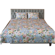 Allora Monsoon Blooms Print Bedsheet- Heather Blue Super King - PBS - 0052