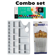 Mont Marte Acrylic Paints, Mixing Color Palette, 13 Pcs Mix Brush Combo Set