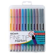 Mont Marte Fine Tip Markers, Vibrant Colors with 0.4mm Fine Line Point - 12 Colour Box