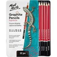 Mont Marte Graphite Pencils - 2H, H, F, HB, B, 2B, 3B, 4B, 5B, 6B, 7B, and 8B-12 pcs