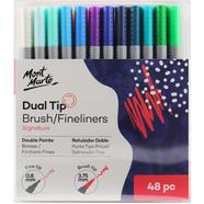 Mont Marte Signature Dual Tip Brush Marker/Fineliners 48pc