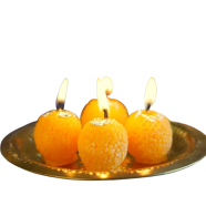 Motichur Laddoo Candle – Handmade Soy Wax Sweet-Scented, Festive Gift I 02 Pcs Box