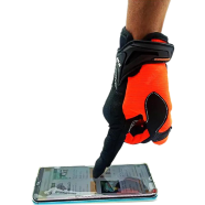 Motorcycle Racing Green/Orange Color Full Hand Gloves With Screen Touch Technology Bike Safety For Biker - (gloves_a131_o_m)