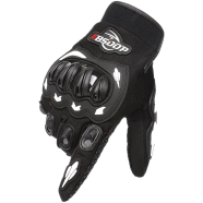 Motorcycle Racing Leather And Fabric Full Finger Gloves Bike Safety For Biker With Screen Touch Function - (gloves_a010_bw_xl)