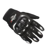 Motorcycle Racing Leather and Fabric Full Finger Gloves Bike Safety For BIKER With Screen Touch Function (gloves_a010_bw_l)