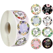 Multi Design Thank You round sticker for Gift Packaging - 500 Stickers