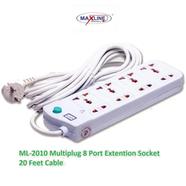 Multi Plug Maxline ML-2010 Multiplug 8 Port Extension Socket 20 Feet Cable