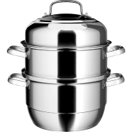 Multifunctional Three Layer Home Expansion Food Grade Stainless Steel Induction Cooker Pot - 30 cm 