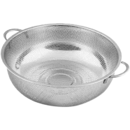 Multipurpose Stainless Steel Collander for Washing Rice, Fruits, Vegetables and Grains to Filter Easily In The Kitchen Bowl (28x28x9 cm) icon