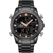 Naviforce Mens Quartz Analog Watch Fashion Sports Watches Waterproof Led Digital Full Steel Clock Relogio image