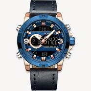 NAVIFORCE Mens Led Digital Watches Fashion Business Leather Waterproof Luminous Week Display Chronograph Watch image