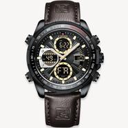 NAVIFORCE Men's Sport Watches Digital Analog Quartz Waterproof Multifunctional Military Leather Watch for Men