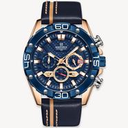 NAVIFORCE men's fashion quartz watch chronograph leather watch men's wrist sports 30 m waterproof reloj image
