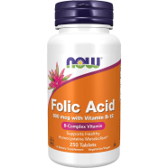 NOW Folic Acid 800 mcg With Vitamin B12 - 250 Tablets -497897926