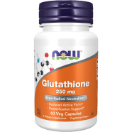 NOW Supplements Glutathione 250 mg Detoxification Support Free Radical Neutralizer 60 Veg Capsules