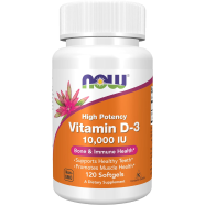 NOW Vitamin D3 10000 IU 120 Veg Capsules