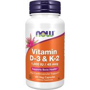 NOW Vitamin D-3 and K-2 - 120 Veg Capsules