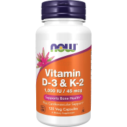 NOW Vitamin D-3 and K-2 - 45mg 120 Veg Capsules -326824237
