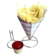 NT Stainless steel French Fry Stand Cone Basket Holder for Fries Fish and Chips and Chicken Nuggets with a seasoning cup