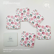 Natives and Night Owls (white) Coasters (set of six)