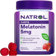 Natrol Melatonin Sleep Aid Gummy Fall Asleep Faster Stay Asleep Longer Strawberry Flavored 5 mg 90 Gummies