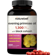 NatureBell Evening Primrose Oil With Black Cohosh 1300 mg 300 Mini-Softgels